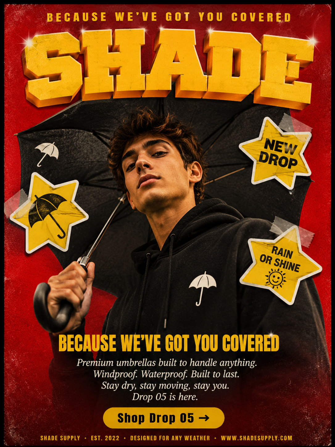 Static ad banner — Shade Supply premium umbrellas